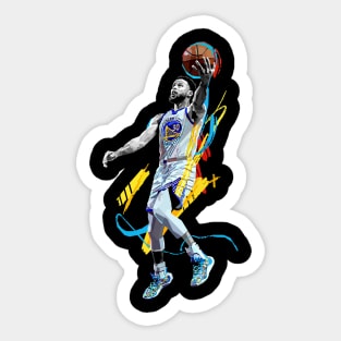 Stephen Curry Lay Up Black and White Sticker